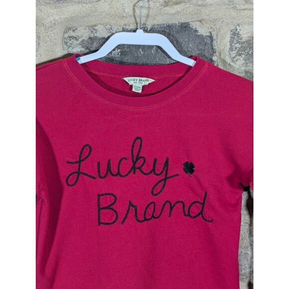 Lucky Brand Sweatshirt Ruffle Pink Black Embroidered Girl's Size Large Cute - Picture 3 of 12